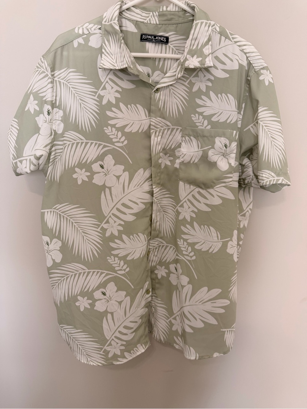 Paul Jones Men's Short-Sleeve Button-Down Hawaiian Shirt in Sage Green